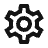 a black gear with a star in the middle on a black background.