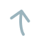 a pixel art drawing of a black and white arrow pointing up.